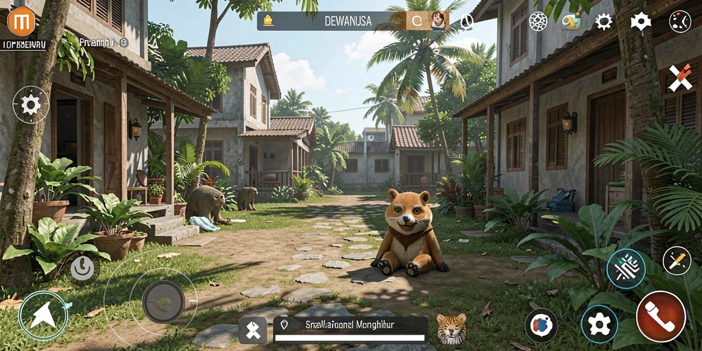 Tampilan gameplay DEWANUSA yang penuh warna dan menyenangkan.