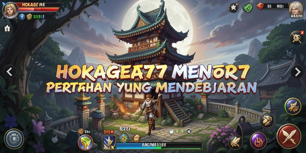 Tampilan gameplay menakjubkan di HOKAGE77 yang menunjukkan aksi menara bertahan.