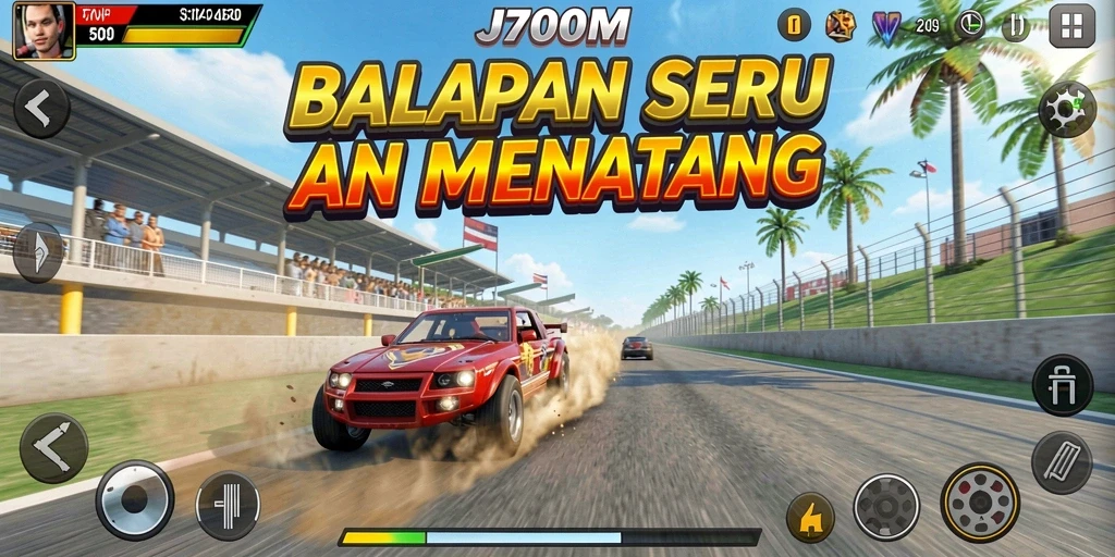 Tampilan gameplay J200M yang menampilkan adrenalin balapan.