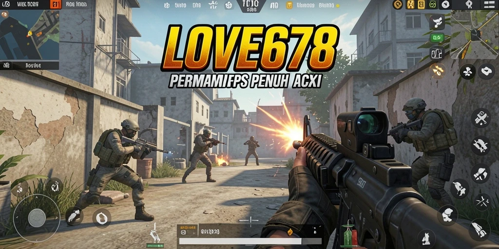 Tampilan gameplay intens dari LOVE678 dengan aksi tembak-menembak.