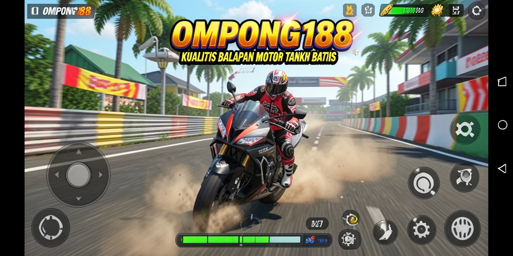 Screenshot utama OMPONG188: tampilan balapan motor yang mendebarkan.