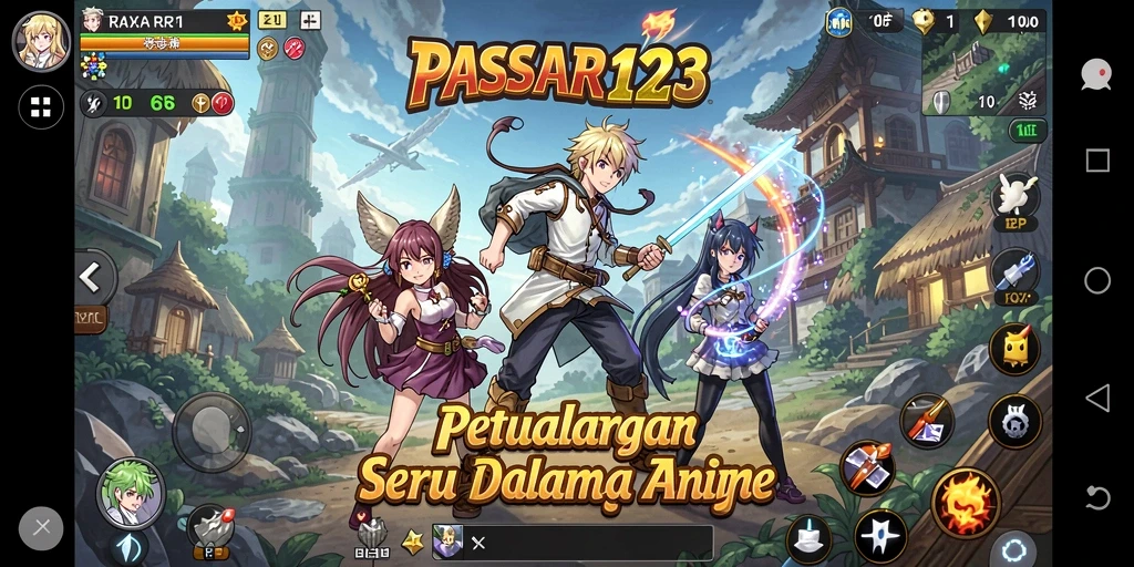 Tampilan menarik dari gameplay PASAR123 yang penuh warna dan karakter anime.