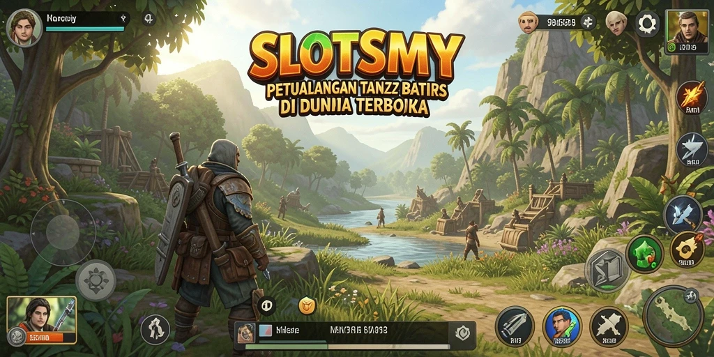 Screenshot SLOTSMY menampilkan pengalaman menjelajah dunia terbuka yang luas.