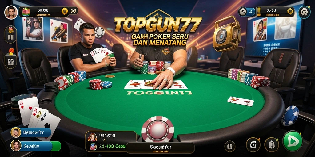 Gameplay poker yang mendebarkan di TOPGUN77 dengan interaksi pemain.